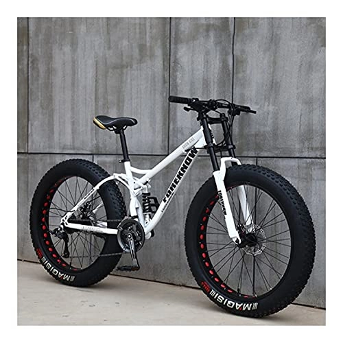 Fat Tyre Mountain Bike : GUHUIHE 26 Inch Wheel 27 Speed Adult Mountain Fat Bike Variable Speed Road Bicycle Off-road Snowmobile Men Outdoor Ride MTB (Color : White Spoke wheel, Size : 27 Speed)