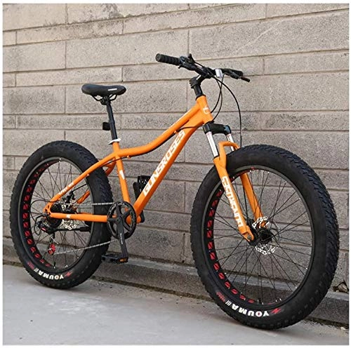Fat Tyre Mountain Bike : H-ei 26 Inch Mountain Bikes, High-carbon Steel Hardtail Mountain Bike, Fat Tire All Terrain Mountain Bike, Women Men's Anti-Slip Bikes (Color : Yellow, Size : 24 Speed)