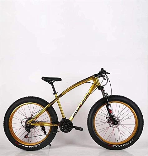 Fat Tyre Mountain Bike : HCMNME durable bicycle 24 Inch Adult Fat Tire Mountain Bike, Double Disc Brake Snow Bicycle, High-Carbon Steel Frame Cruiser Bikes Mens, Aluminum Alloy Rims Wheels Beach Bicycles Alloy frame wit