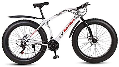 Fat Tyre Mountain Bike : HCMNME durable bicycle 26 Inch Bicycle Mountain Bikes for Adult, Fat Tire Mountain Trail Bike, Dual Disc Brake Hardtail Mountain Bike, High-Carbon Steel Frame Alloy frame with Disc Brakes