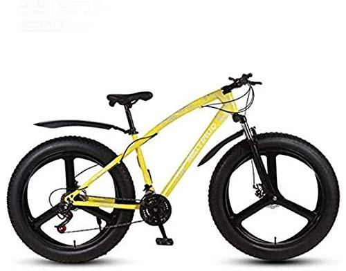 Fat Tyre Mountain Bike : HCMNME durable bicycle 26 Inch Fat Tire Mountain Bike Bicycle for Adults, Hardtail MTB Bike, High Carbon Steel Frame Suspension Fork, Double Disc Brake Alloy frame with Disc Brakes