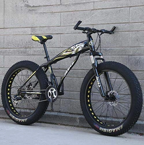 Fat Tyre Mountain Bike : HCMNME durable bicycle Fat Tire Mountain Bike Bicycle for Men Women, Hardtail MBT Bike, High-Carbon Steel Frame And Shock-Absorbing Front Fork, Dual Disc Brake Alloy frame with Disc Brakes