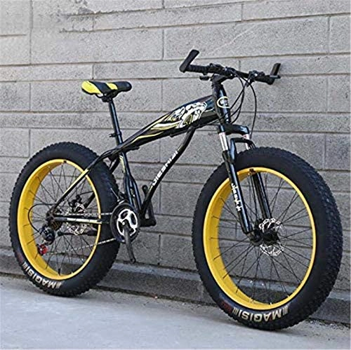 Fat Tyre Mountain Bike : HCMNME durable bicycle Mountain Bike Bicycle for Adult, Fat Tire Hardtail MBT Bike, High-Carbon Steel Frame, Dual Disc Brake, Shock-Absorbing Front Fork Alloy frame with Disc Brakes