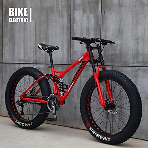 Fat Tyre Mountain Bike : HEWEI Bicycle 26 inch Mtb Top Fat Wheel Motorbike Fat Bike Fat Tire Mountain Bike Beach Cruiser Fat Tire Bike Snowbike Fat Big Tire Bicycle 21speed Fat Bikes For Adults Red 26IN