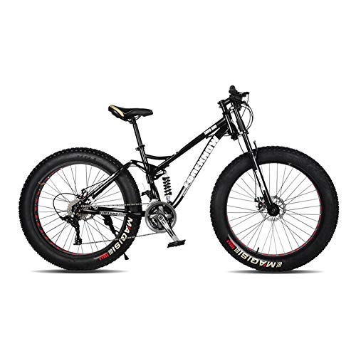 Fat Tyre Mountain Bike : Hmcozy 24" 26" Mountain Bicycle, 24-Speed Mountain Bike with Disc Brake, Steel Frame, Black, 26in