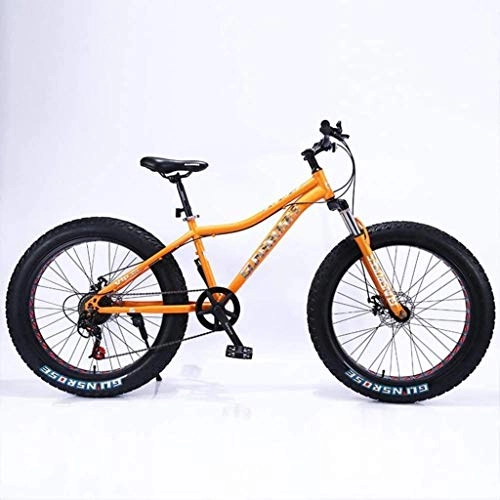 Fat Tyre Mountain Bike : HongLianRiven BMX 26 Inch 4.0 Fat Tire Snowmobile, Variable Speed Mountain Bike, 24 Speed, for Men, Women, Students, Orange, 24 7-2