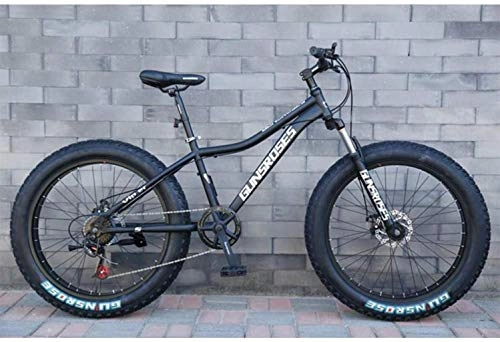 Fat Tyre Mountain Bike : HongLianRiven BMX 26 Inch 4.0 Fat Tire Snowmobile, Variable Speed Mountain Bike, 7 Speed, for Men, Women, Students, Black, 7 7-2