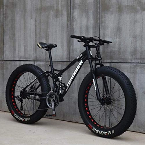 Fat Tyre Mountain Bike : HongLianRiven BMX Bicycle, Mountain Bike, Fat Tire Mountain Bike, Soft Tail Bike, 24 Inch 7 / 21 / 24 / 27 Speed Bike, Men Women Student Variable Speed Bike 6-11 (Color : Black, Size : 27 speed)