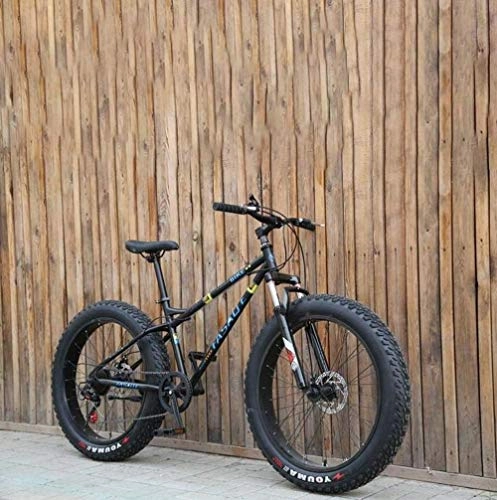 Fat Tyre Mountain Bike : HongLianRiven BMX Fat Tire Mens Mountain Bike, Double Disc Brake / Cruiser Bikes, Beach Snowmobile Bicycle, 26 Inch Aluminum Alloy Wheels 6-24 (Color : Black, Size : 27 speed)