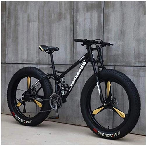 Fat Tyre Mountain Bike : HongLianRiven BMX Mountain Bikes, 26 Inch 4.0 Fat Tire Hardtail Mountain Bike, Dual Suspension Frame And Suspension Fork All Terrain Mountain Bike 6-6 (Color : Black, Size : 27 speed)