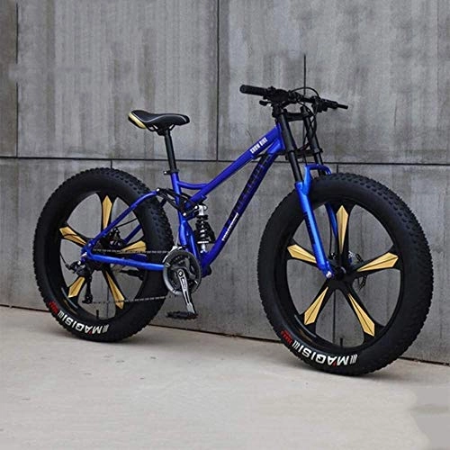 Fat Tyre Mountain Bike : HQQ Bicycle, Mountain Bike, 26 Inch 7 / 21 / 24 / 27 Speed Bike, Men Women Student Variable Speed Bike, Fat Tire Mens Mountain Bike (Color : Blue, Size : 27 Speed)