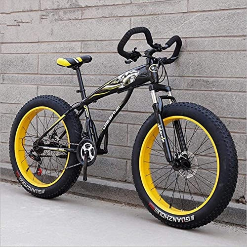 Fat Tyre Mountain Bike : HUAQINEI Mountain Bikes, 24 inch snow bike ultra-wide tire speed 4.0 snow bike mountain bike butterfly handle Alloy frame with Disc Brakes (Color : Black and yellow, Size : 24 speed)