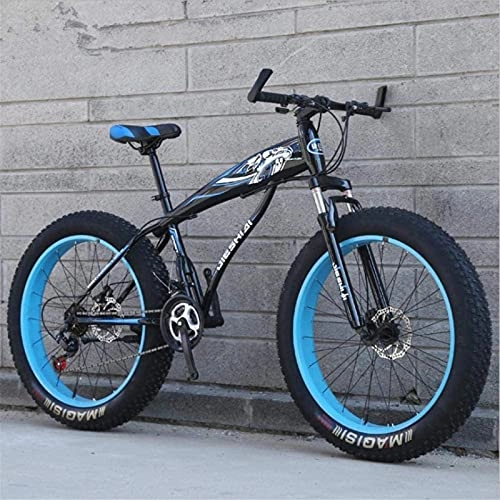Fat Tyre Mountain Bike : HUAQINEI Mountain Bikes, 24 inch snow bike ultra-wide tire variable speed 4.0 snow bike mountain bike Alloy frame with Disc Brakes (Color : Black blue, Size : 30 speed)