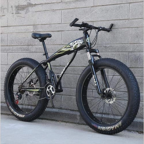 Fat Tyre Mountain Bike : HUAQINEI Mountain Bikes, 24 inch snow bike ultra-wide tire variable speed 4.0 snow bike mountain bike Alloy frame with Disc Brakes (Color : Fluorescent yellow, Size : 21 speed)