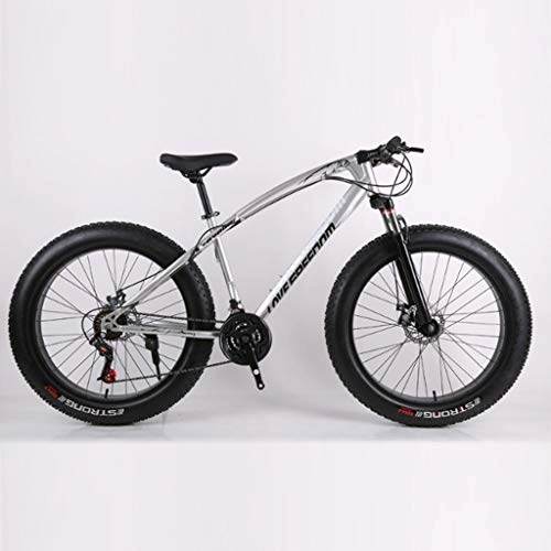 Fat Tyre Mountain Bike : HUO FEI NIAO Hardtail Mountain Bike, 26 inch Fat tire off-road variable speed bicycle, 7 / 21 / 24 / 27Speed Snowmobile ATV, Double disc brakes, carbon steel frame, Multiple Colors (Color : E, Size : 21 speed)