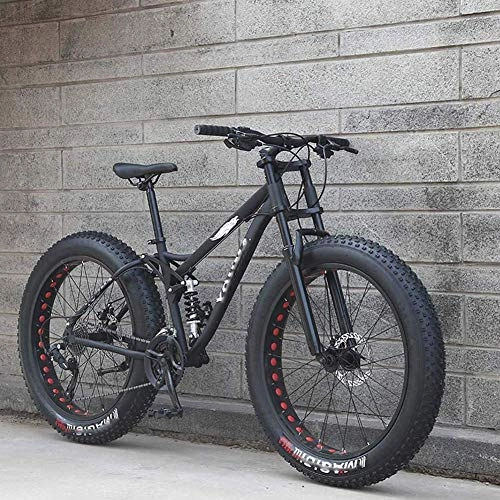 Fat Tyre Mountain Bike : HY-WWK Adults Mens Mountain Bike, 26 inch Beach Snow Bikes Double Disc Brake Lightweight High-Carbon Steel Frame Fat Tire Aluminum Alloy Wheels, 27 Speed, 27Speed