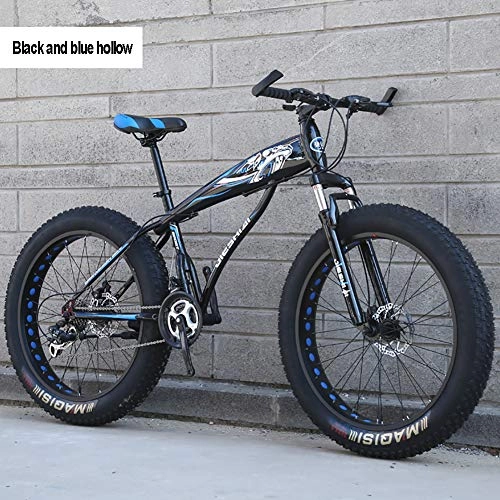 Fat Tyre Mountain Bike : Hyuhome 26 Inch Fat Tire Mountain Bike for Men Women, 27 Speed Dual Disc Brake MTB Bike with Front Suspension, Bicycle Adjustable Seat, High-Carbon Steel Frame Snowmobile, I