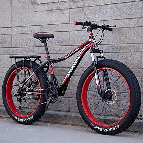 Fat Tyre Mountain Bike : JACKWS Portable Fat Man Wide And Thick Mountain Bike Big Tire Variable Speed Shock Absorber Snow Bike Beach Off-Road Adult Men And Women Double Car, A1, 26