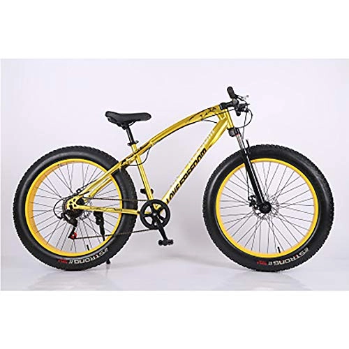 Fat Tyre Mountain Bike : JAEJLQY Mountain Bike 7 / 21 / 24 / 27 Speed Mountain Bike Bicycle 26 / 20inch steel or aluminum frame red and black aviliable MTB, Gold+26in, 21