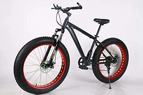 Fat Tyre Mountain Bike : JDLAX Fat bike Mountain bike Aluminum alloy bicycle 7 Variable speed Widen large tires Aluminum alloy Off-road beach snow For birthday gift, Black