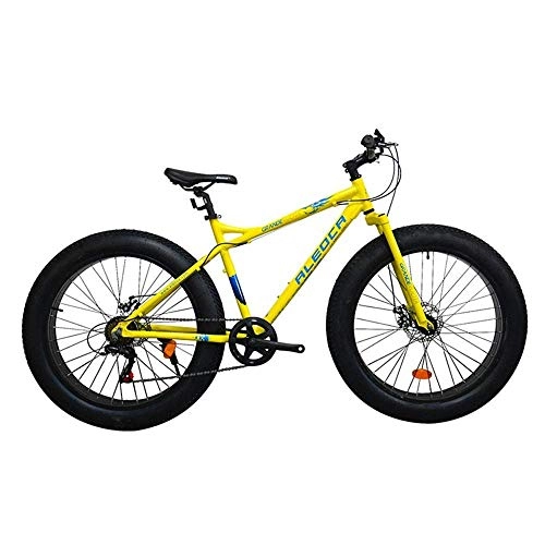 Fat Tyre Mountain Bike : JF-XUAN Bicycle Outdoor sports Fat bike, 26 inch 7 speed shift double disc brakes offroad 4.0 tires snowmobile beach adult bicycle, Yellow