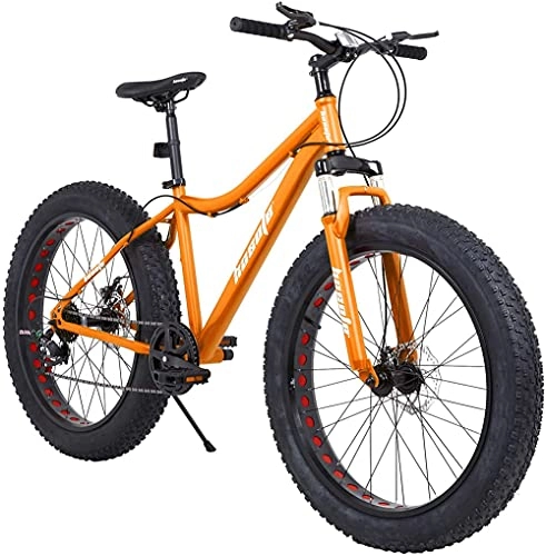 Fat Tyre Mountain Bike : JieDianKeJi Mens Fat Tire Mountain Bike, 26-Inch Wheels, 4-Inch Wide Knobby Tires, 27-Speed, Steel Frame, Front and Rear Brakes, Multiple Colors