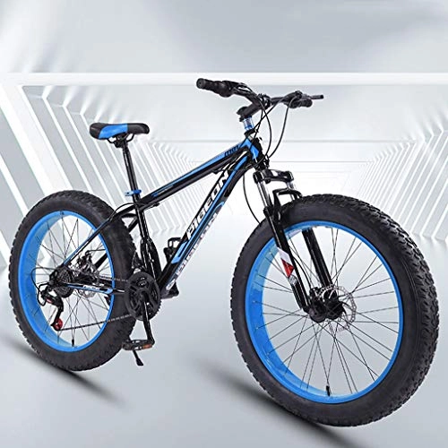 Fat Tyre Mountain Bike : JLFSDB Mountain Bike, 26'' Wheel Bicycles 24 Speeds MTB Lightweight Carbon Steel Frame Disc Brake Front Suspension (Color : Blue)