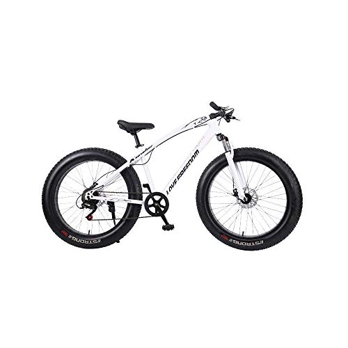 Fat Tyre Mountain Bike : JUUY Outdoor Sports Fat Bike, 26 inch Cross Country Mountain Bike 7 Speed Beach Snow Mountain 4.0 Big Tires Adult Outdoor Riding (Color : Silver)
