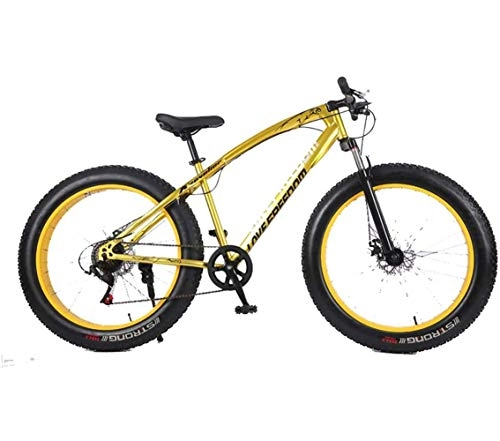 Fat Tyre Mountain Bike : JXH 26 * 17 Inches Fat Bike Off-Road Beach Snow Bike 27 Speed Speed Mountain Bike 4.0 Wide Tire Adult Outdoor Riding, Gold