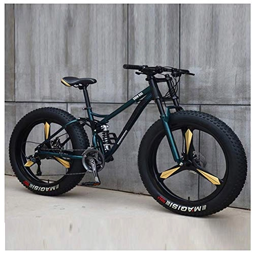 Fat Tyre Mountain Bike : KaiKai Men's Mountain Bikes, 26-Inch Mountain Trail Bike, High-carbon Steel Dual-Suspension Mountain Bike, Adult All Terrain Mountain Bike, Fat Tire Anti-Slip Bikes, Black 5 Spoke, 21 speed