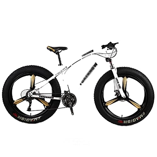 Fat Tyre Mountain Bike : Kays 26 Inch Mountain Bike For Adult 21 / 24 / 27 Speeds Man And Woman Bicycles Carbon Steel Frame With Dual Disc Brake(Size:24 Speed, Color:White)