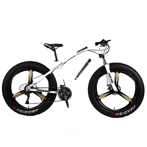 Fat Tyre Mountain Bike : Kays 26 Inch Mountain Bike For Adult 21 / 24 / 27 Speeds Man And Woman Bicycles Carbon Steel Frame With Dual Disc Brake(Size:27 Speed, Color:White)