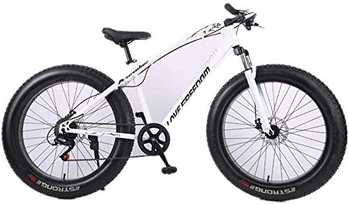 Fat Tyre Mountain Bike : Kids' Bikes Dual Suspension Mountain Bikes Snow Mountain Bike 26 Inch Wheel Off-road Bicycle Double Disc Brake Wide Tire (Color : Silver Size : 21 speed)-27_speed_White
