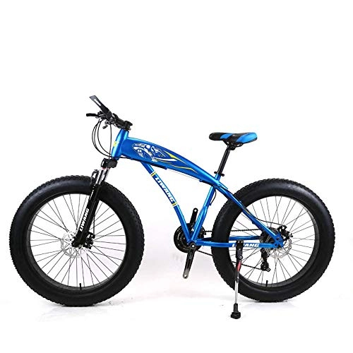 Fat Tyre Mountain Bike : KNFBOK bikes lightweight 21-speed 26-inch mountain bike wide tire disc shock absorber student bicycle High carbon steel blue Suitable for snow, roads, beaches, etc.