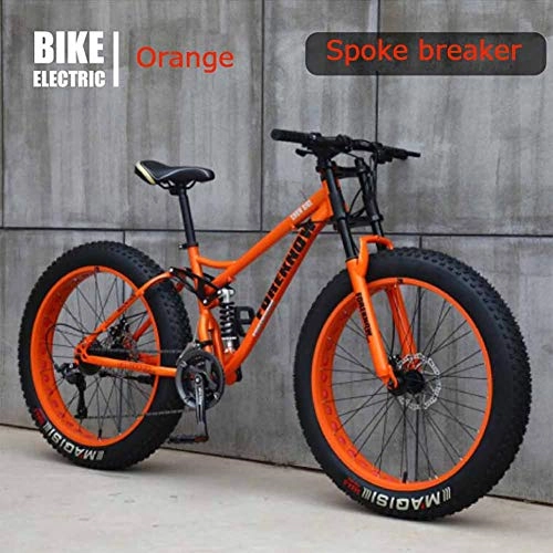 Fat Tyre Mountain Bike : KT Mall 26 In Mountain Bike for Adult Fat Tire Mountain Bike with 21-Speed Shock-Absorbing Dual-Disc All Terrain Bicycle Applicable 5.7-6.3 Feet, orange