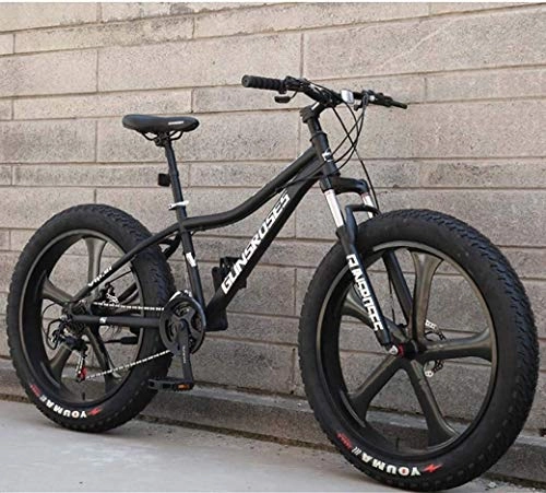 Fat Tyre Mountain Bike : LAMTON Mountain Bikes, 26Inch Fat Tire Hardtail Snowmobile, Dual Suspension Frame And Suspension Fork All Terrain Men's Mountain Bicycle Adult (Color : Black 2, Size : 21Speed)