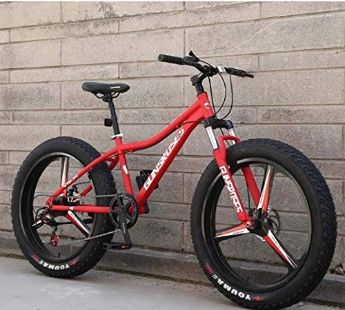 Fat Tyre Mountain Bike : LAMTON Mountain Bikes, 26Inch Fat Tire Hardtail Snowmobile, Dual Suspension Frame And Suspension Fork All Terrain Men's Mountain Bicycle Adult (Color : Red 2, Size : 24Speed)