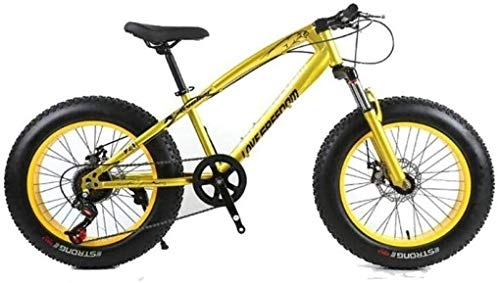 Fat Tyre Mountain Bike : LBWT Portable Folding Mountain Bike, Unisex 7 / 21 / 24 / 27 Speeds Bicycle, 26 Inch Fat Tire Road Bicycle, Snow Bike / Beach Bike, With Disc Brakes And Suspension Fork (Color : Yellow, Size : 21 Speed)