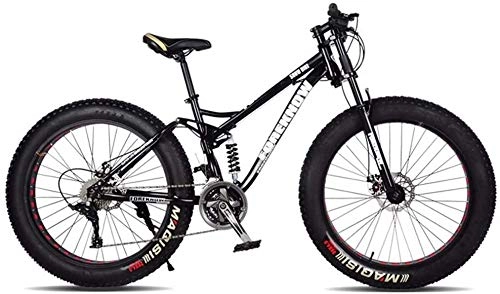 Fat Tyre Mountain Bike : LBYLYH 24In Mountain Bike For Men And Women, High Carbon Steel Double Suspension Frame Mountain Bike, 21 / 24 / 27 Speed Outroad, B, 21 Speed