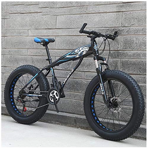 Fat Tyre Mountain Bike : LBYLYH Adult Mountain Bike, Mens Girls Bicycles, Hardtail Mtb Disc Brakes, Frame Made Of Carbon Steel, Big Tire Bike, Blue B, 26 Inch 21 Speed