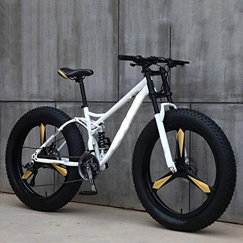 Fat Tyre Mountain Bike : LCLLXB Mountain Bike Fat Bicycle 26 Inches 21 / 24 / 27 Speed, Adult Super Wide Tires Men and Women Cycling Students, 21-speed