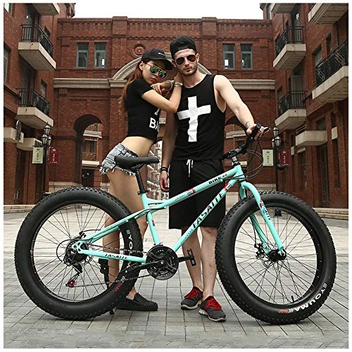 Fat Tyre Mountain Bike : LDLL 26" Mountain Bike for Adult, 21 / 24 / 27Speed High Carbon Steel Suspension Frame Disc Brake Outroad Bicycles Spoke Rims Variable Speed Bike