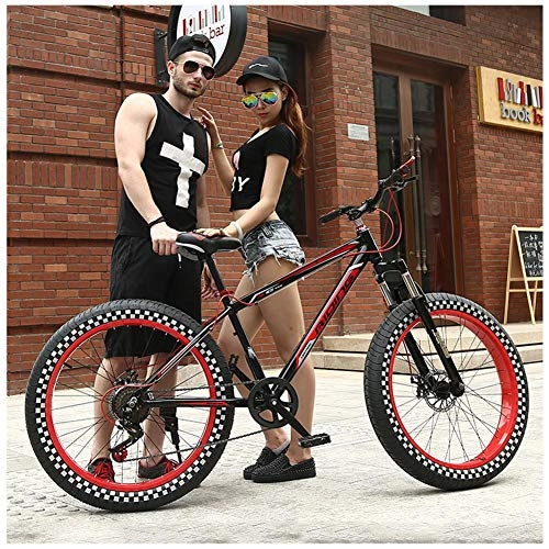 Fat Tyre Mountain Bike : LDLL Mountain Bike 26 Inch, Mountain Bike High carbon steel frame Outdoor Riding Bicycle Fat Tire, 21 / 24 / 27 speed MTB Bicycle