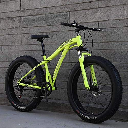 Fat Tyre Mountain Bike : Leifeng Tower Lightweight， Fat Tire Mountain Bike Mens, 26 Inch Adult Snow Bike, Double Disc Brake Cruiser Bikes, Beach Bicycle, 4.0 Wide Wheels Inventory clearance (Color : Green, Size : 21 speed)