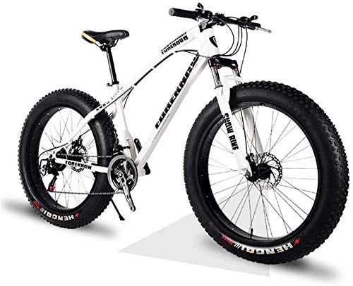 Fat Tyre Mountain Bike : Leifeng Tower Lightweight， Fat Tire Mountain Bike Mens, Beach Bike, Double Disc Brake 20 Inch Cruiser Bikes, 4.0 wide Wheels, Adult Snow Bicycle Inventory clearance (Color : White, Size : 7speed)