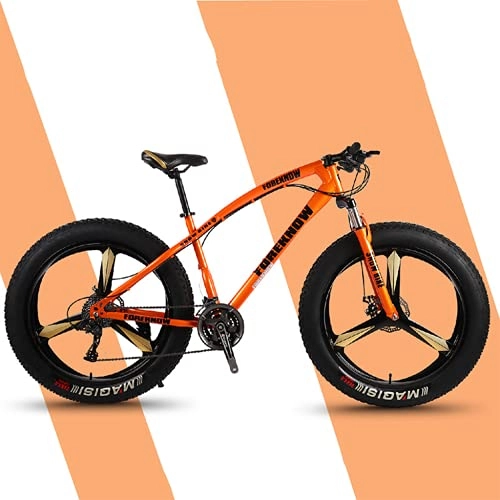 Fat Tyre Mountain Bike : LHQ-HQ Adults Mountain Trail Bike, 26" Fat Tire, 24-Speed Gears, Fork Suspension, High-Carbon Steel Frame, Dual Disc Brake, Loading 160 Kg Suitable for Height 170-220CM, orange