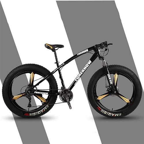 Fat Tyre Mountain Bike : LHQ-HQ Adults Mountain Trail Bike, 26" Fat Tire, 27-Speed Gears, Fork Suspension, High-Carbon Steel Frame, Dual Disc Brake, Loading 160 Kg Suitable for Height 170-220CM, black