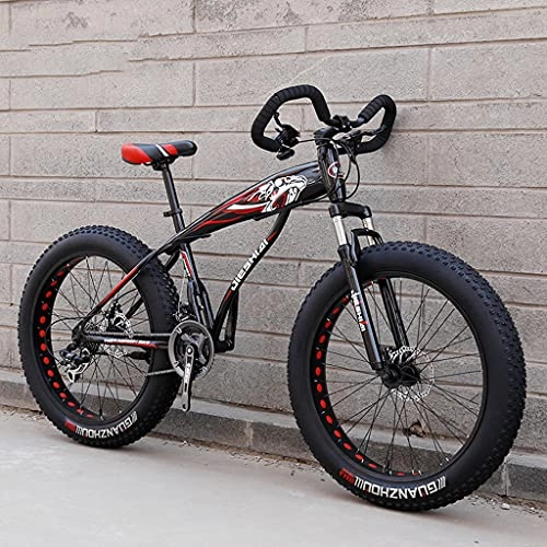 Fat Tyre Mountain Bike : LHQ-HQ Adults Mountain Trail Bike, Butterfly Handlebar, 26" Fat Tire, 24 Speed, High-Carbon Steel Frame, Fork Suspension, ​Shimano Shift Kit, Loading 200Kg, B