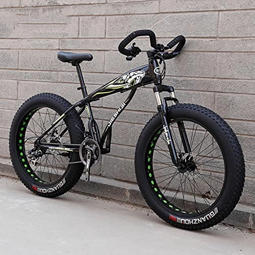 Fat Tyre Mountain Bike : LHQ-HQ Adults Mountain Trail Bike, Butterfly Handlebar, 26" Fat Tire, 24 Speed, High-Carbon Steel Frame, Fork Suspension, ​Shimano Shift Kit, Loading 200Kg, E