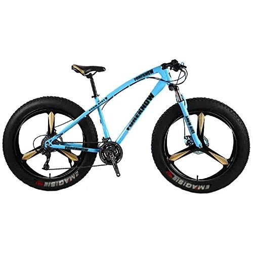 Fat Tyre Mountain Bike : LILIS Mountain Bike Folding Bike Bicycle MTB Adult Beach Bike Snowmobile Bicycles Mountain Bikes For Men And Women 26IN Wheels Adjustable Speed Double Disc Brake (Color : Blue, Size : 7 speed)